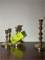 2 BALDWIN BRASS CANDLE STICK HOLDERS 5.5IN AND 4.5