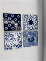 Vintage blue and white tiles
