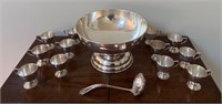 Vintage punch bowl and cups w ladle