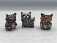 Vintage cloisonné owls