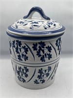 Blue & white hand painted Thailand lidded
