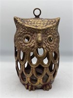 Vintage brass owl candle holder
