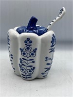Vintage Blue and White Ceramic Jelly, Jam, Relish