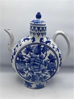 Oversized blue & white teapot decorative