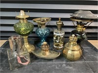7 OIL LAMPS WITHOUT GLOBES