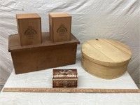 WOODEN TOOL BOX   TOOLS  AND WISCONSIN CHEESE BOX