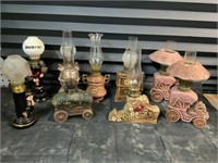 9 COLLECTABLE OIL LAMPS