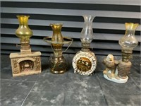 4 COLLECTABLE OIL LAMPS