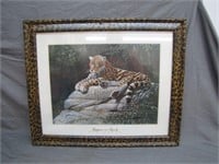 Jaguar On Rock Unique Framed and Matted Art Piece