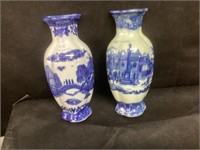 Pair of Asian Blue & White Wall Pockets