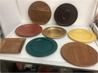 Collection of Mostly Wood Serving Trays