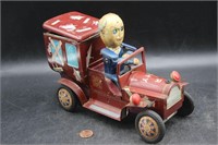 SAN Vintage Battery Operated Tin Car & Driver