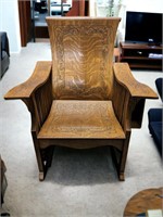 1900s McKinley 1/4 Tiger OAK Larkin Rocking Chair