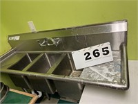 Stainless Steel 3 Compartment Commercial Sink 58"