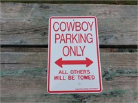 New Cowboy Parking Only Sign 9"x6"