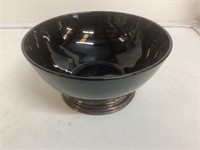 Vintage Black Glass Mixing Bowl Sterling Base