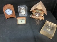 Coo Coo Clock & 4 Other Clocks,untested