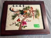 Vintage Chinese Embroidered Silk Thread Bird Art