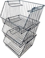 3 Tier Stackable Wire Basket Set + Bonus Mesh Bags