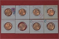 16 Christmas Theme Punched Lincoln Cents