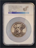 2019 5ozt Apollo 11 Silver .999 Medal NGC MS70