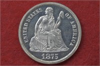 1875 Seated Liberty Dime PROOF