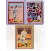 (3) Different 1962 Topps Babe Ruth Cards
