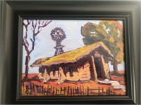 17"x14" Oil Paintin gof Pioneer Village Sod House