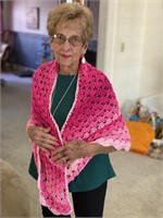 Hand-made Crocheted Shawl - Pink