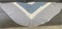 Hand-made Crocheted Shawl - Blue and Grey
