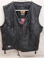 C7) Womens XL Harley Davidson Black Leather Vest