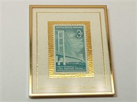 OF) Framed 3 cent Mackinac bridge stamp