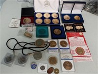 OF) Assorted coins, tokens, medals, gold coins are