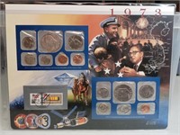 OF) 1973 uncirculated mint set and stamp set