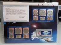 OF) 1975 uncirculated mint set and stamp set
