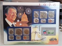 OF) 1976 uncirculated mint set and stamp set