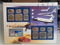 OF) 1977 uncirculated mint set and stamp set