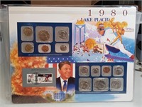 OF) 1980 uncirculated mint set and stamp set