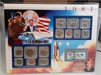 OF) 1981 uncirculated mint set and stamp set