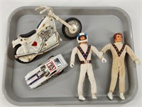 VINTAGE EVEL KNIEVEL FIGURES MOTORCYCLE FUNNY CAR