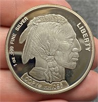 2001 .999 Silver 1 Troy Ounce Indian Round