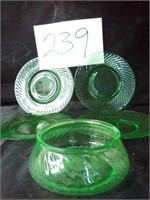 (4) 8" URANIUM GLASS PLATES
