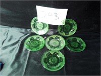 (6) GREEN URANIUM GLASS CANARY PLATES