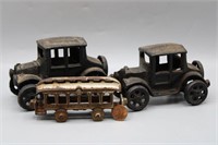 Vintage Cast Iron Toys, Ford Model-Ts & Train Car