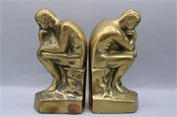 Pair Vtg. Brass "The Thinker" Bookends