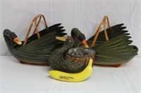 Vtg. Geese & Duck Zhejiang Wicker/Bamboo Baskets
