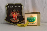 Vtg. Lighted Beer Signs, Beck's & University Club