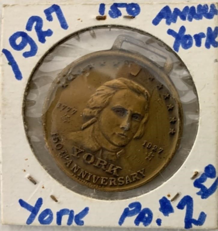 York 150th Anniv Watch Fob,1927