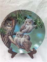 Peek-A-Whoo screech owls collector's plate with