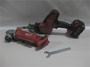 Two Milwaukee Power Tools Powered On See Info